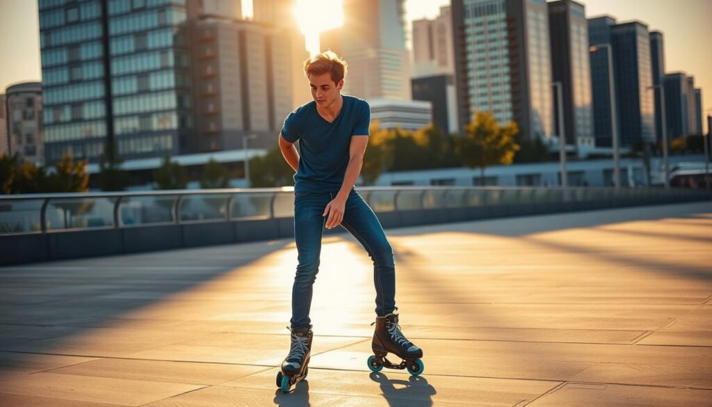 Adam bermain sepatu roda
