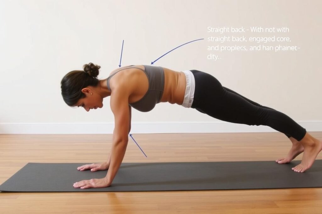 Demonstrasi Plank Pose dalam Yoga untuk memperkuat otot inti Demonstrasi Plank Pose dalam Yoga untuk memperkuat otot inti
